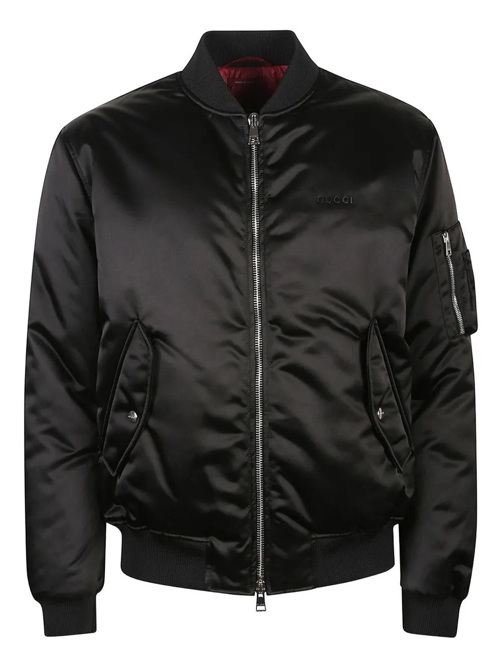 Gucci satin bomber jacket Zwart