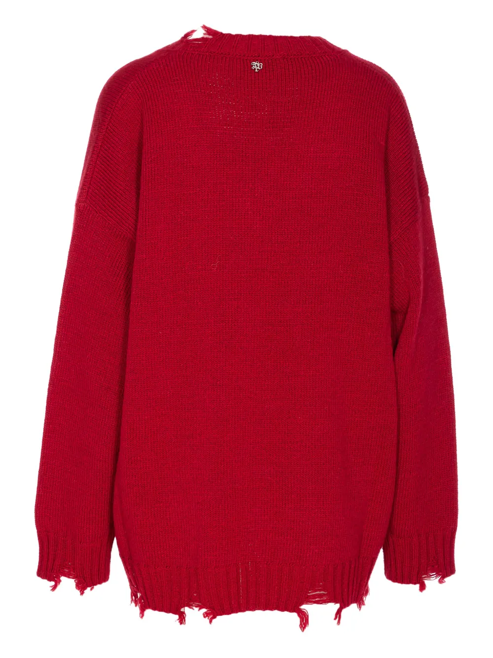Aniye By Pull College number-embellished frayed sweater Rood