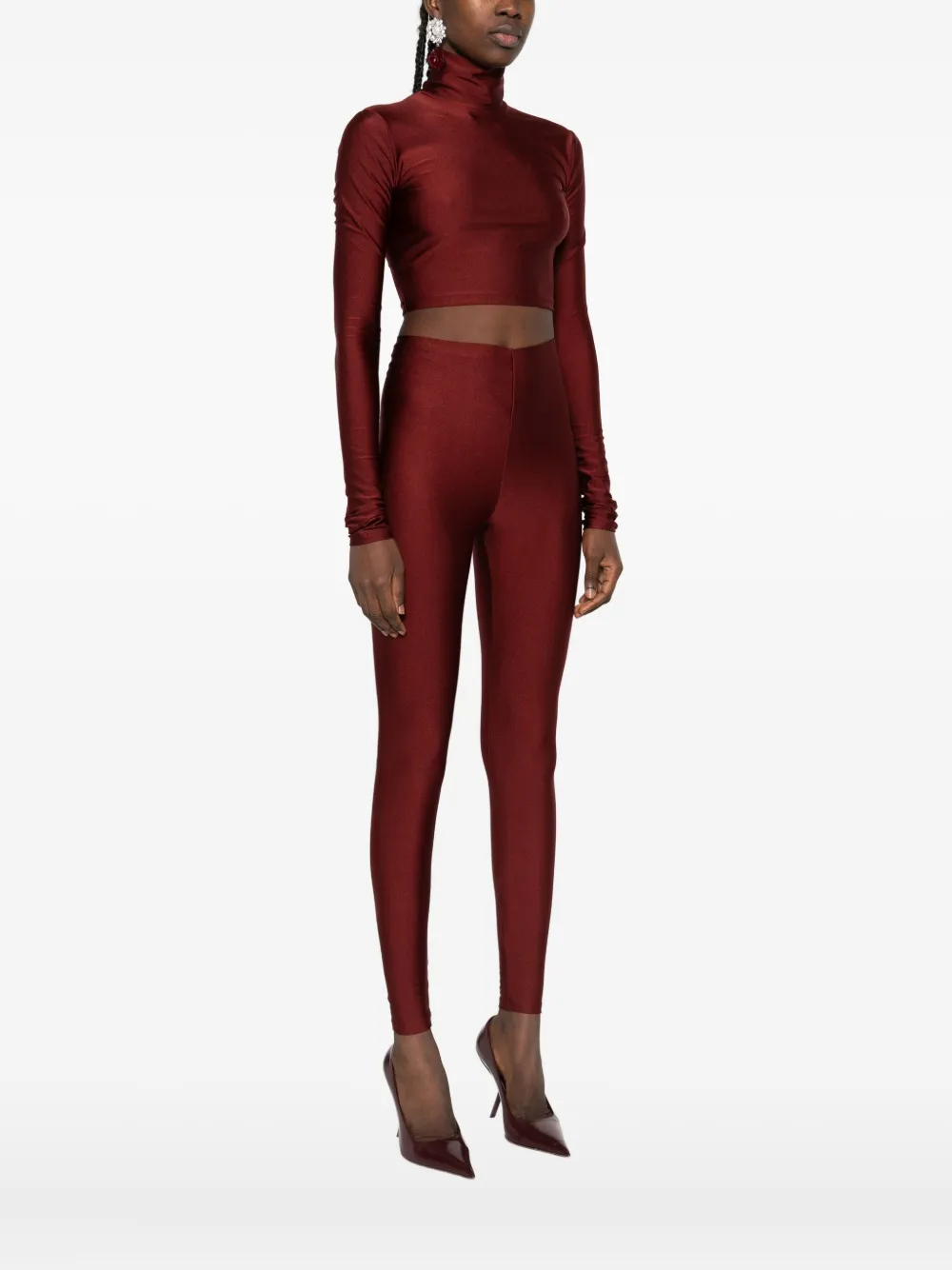 The Andamane Turtleneck Long-sleeve Top In Burgundy