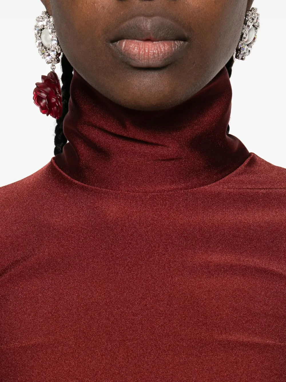 THE ANDAMANE Top met col en lange mouwen Rood