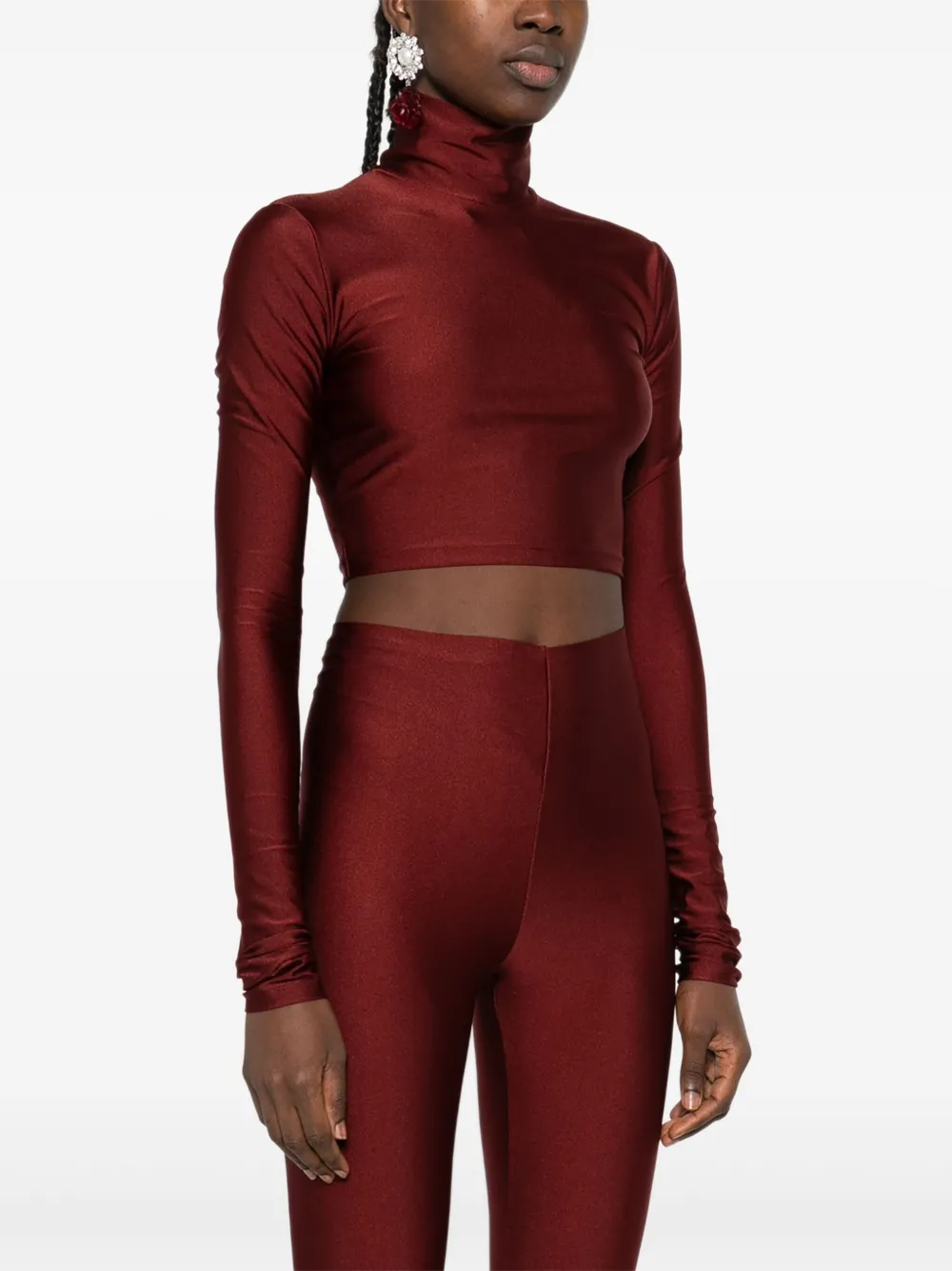 THE ANDAMANE Top met col en lange mouwen Rood