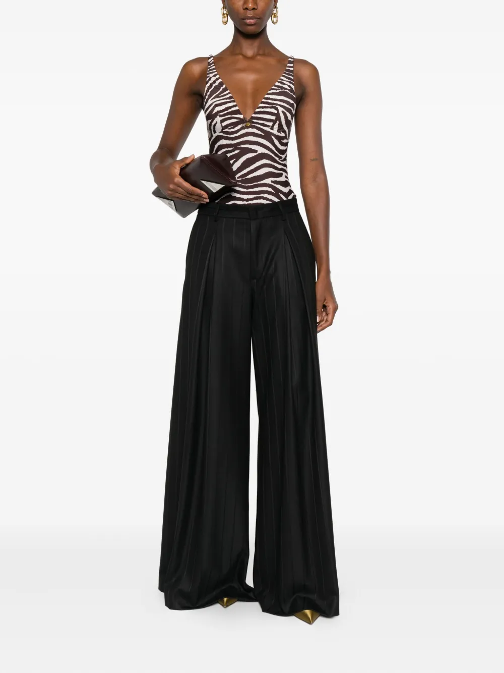 THE ANDAMANE Broek met krijtstreep - Zwart