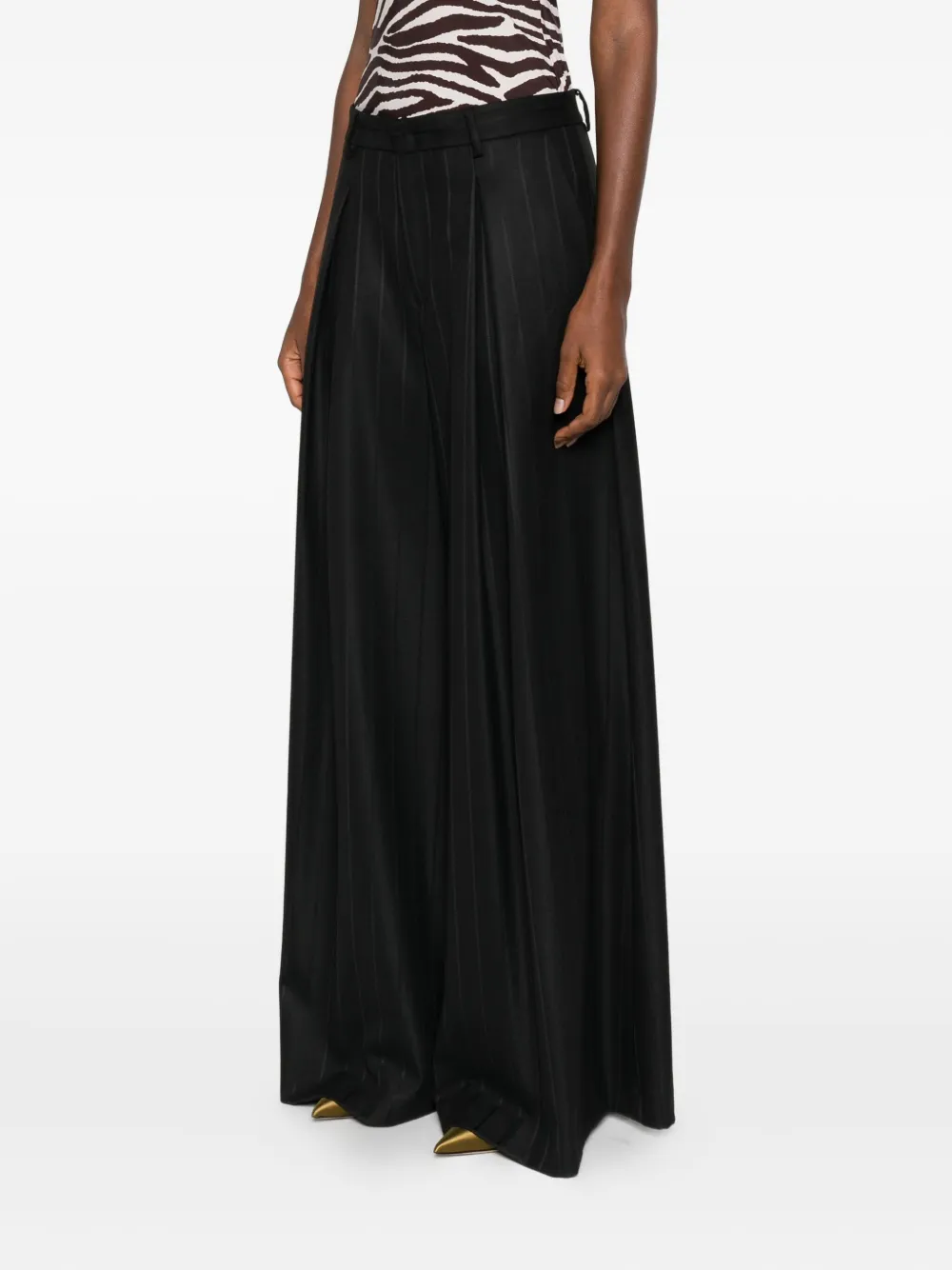 THE ANDAMANE Broek met krijtstreep Zwart