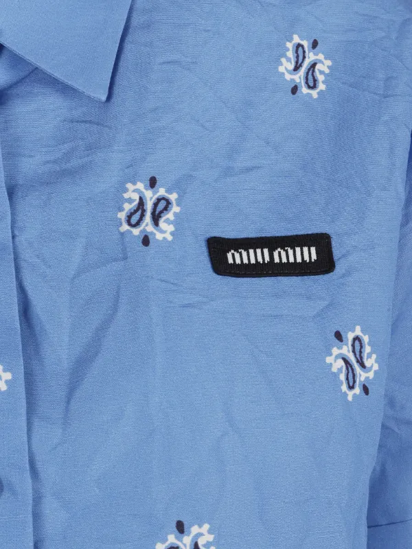 Miu Miu bandana-print short-sleeve Shirt | Blue | FARFETCH