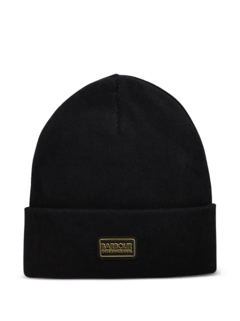 Barbour International logo-patch beanie hat