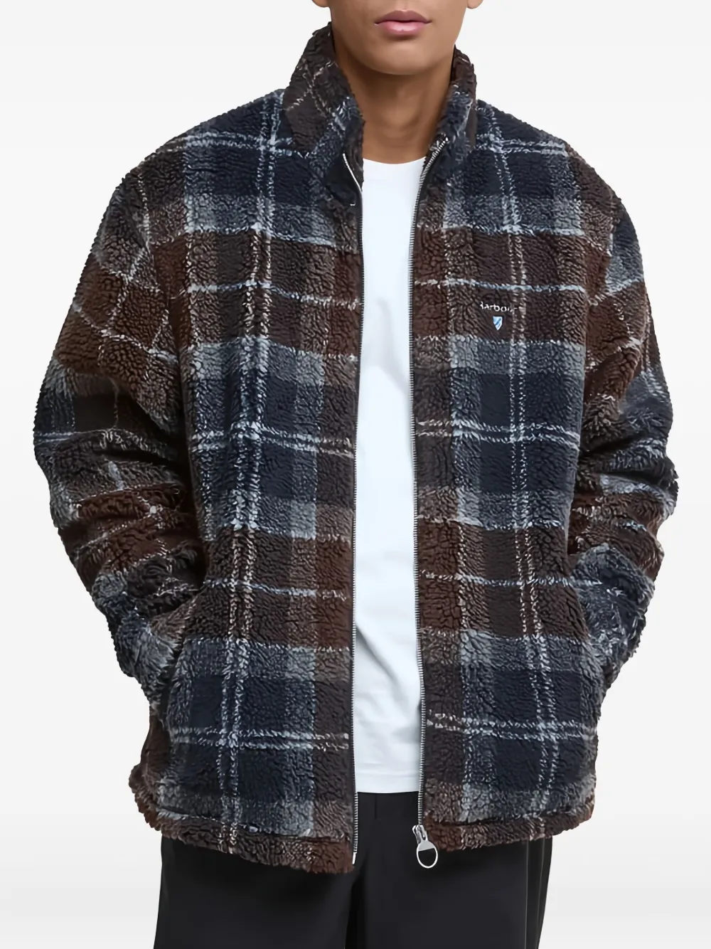 Barbour Geruite fleece trui - Blauw