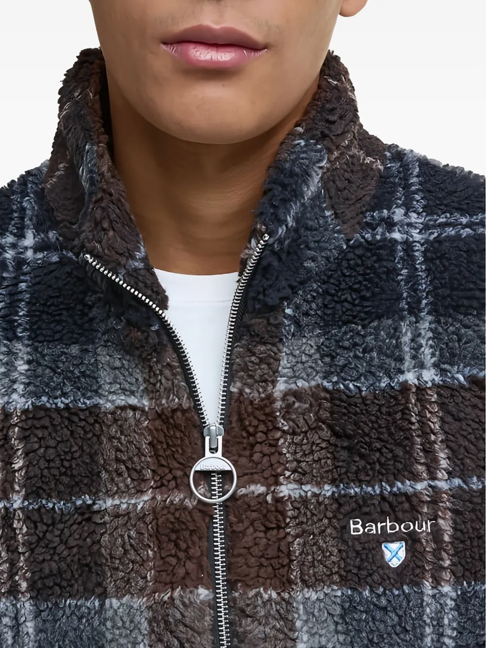 Barbour Geruite fleece trui Blauw