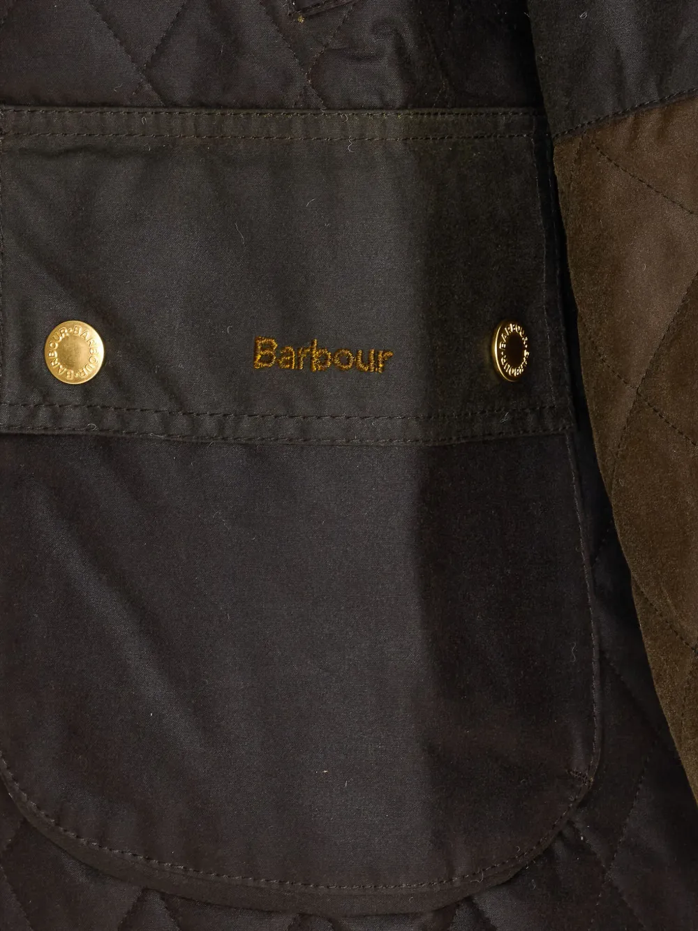 Barbour quilted corduroy-panels puffer jacket Groen