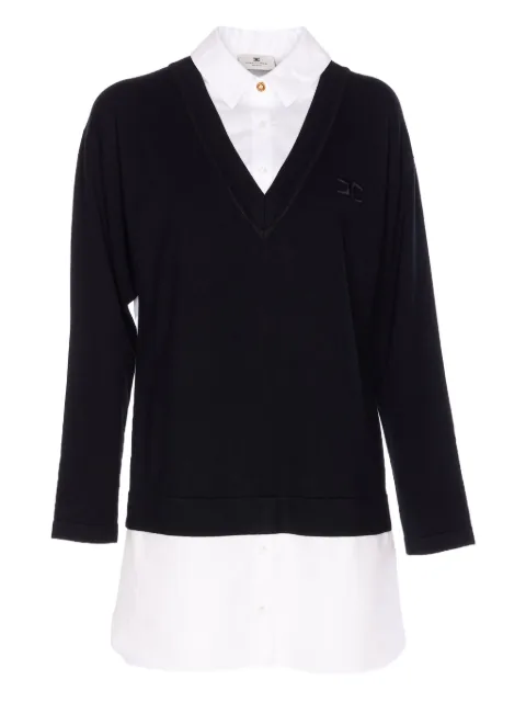Elisabetta Franchi embroidered-logo V-neck mini day dress