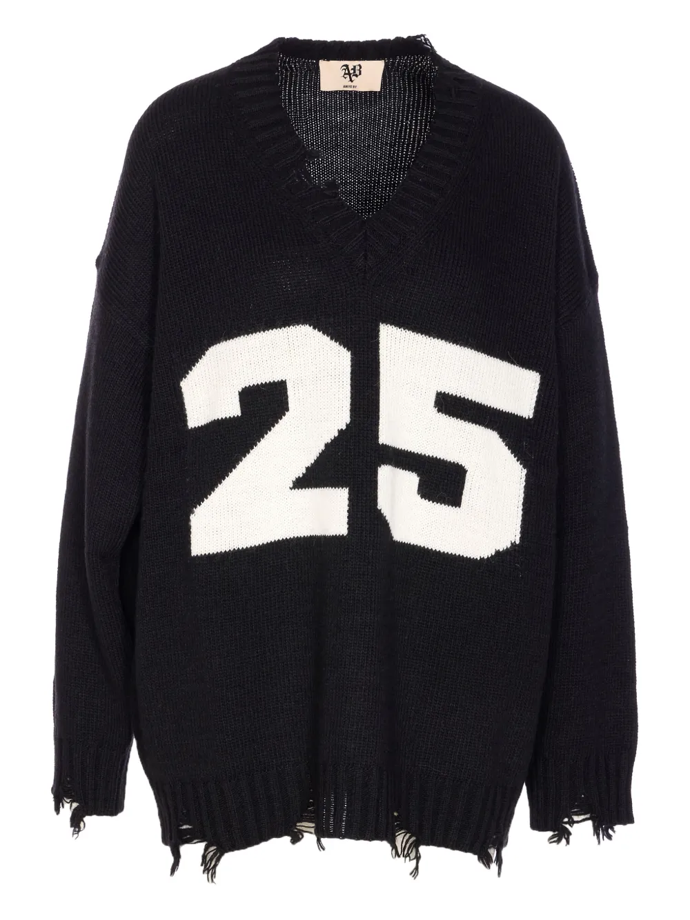 Aniye By Pull College embroidered V-neck sweater Zwart