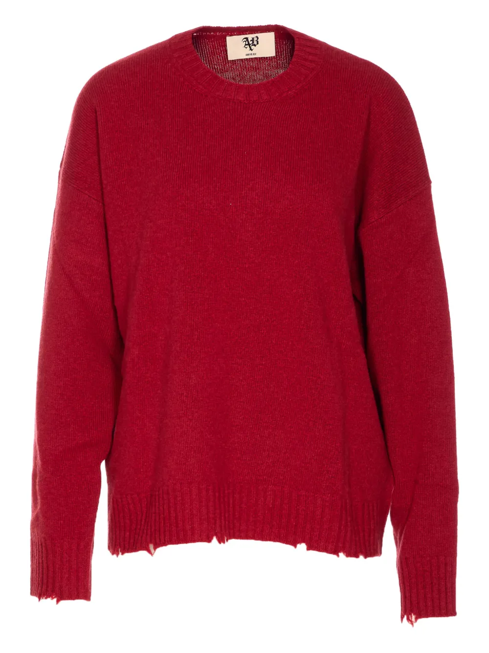 Aniye By frayed-hem crew-neck sweater Rood