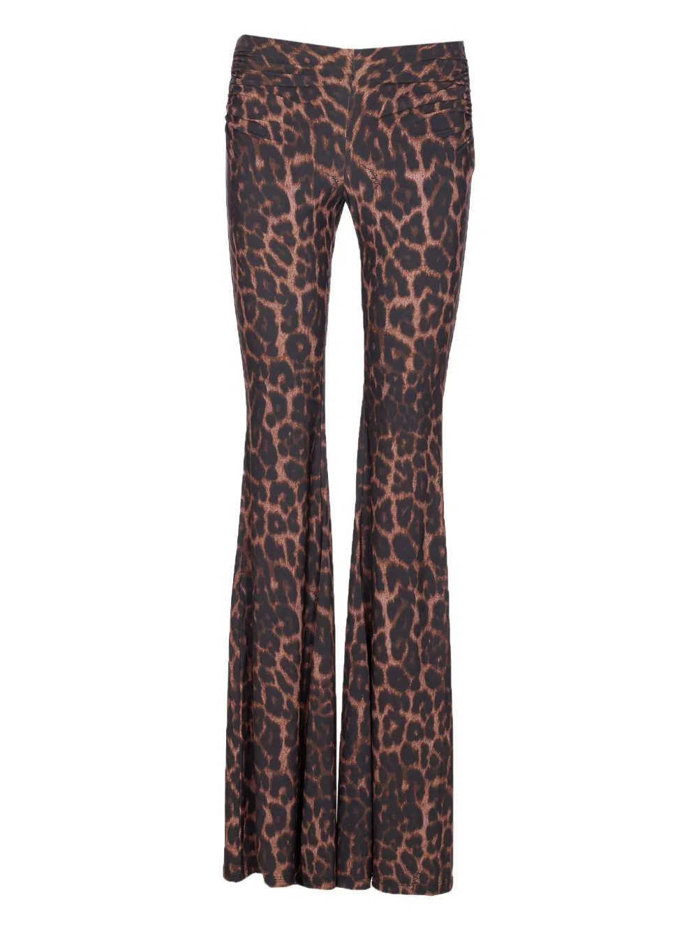 leopard-print flared trousers