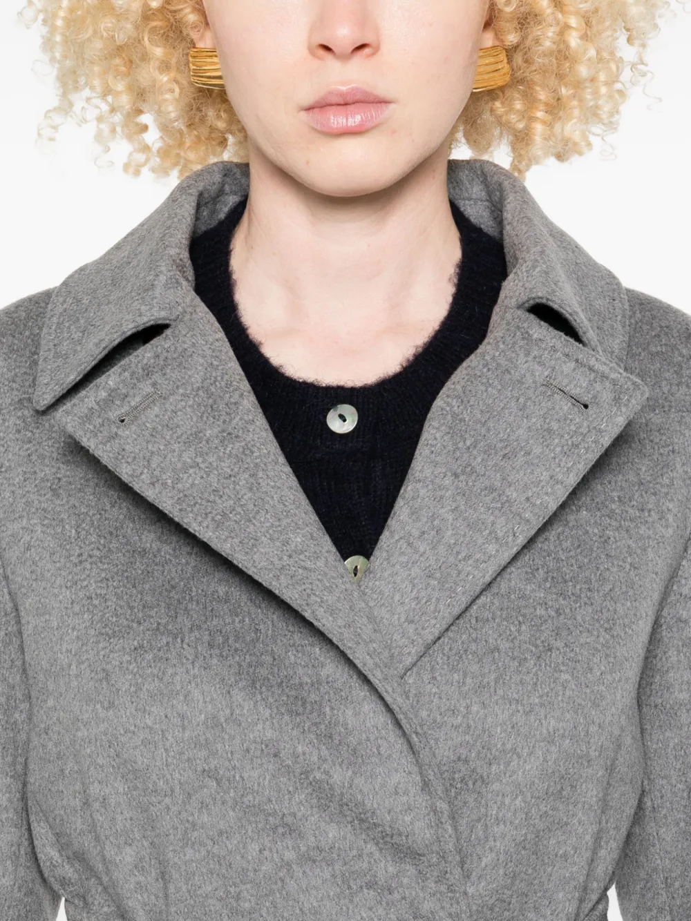 Max Mara belted double-breasted coat Grijs