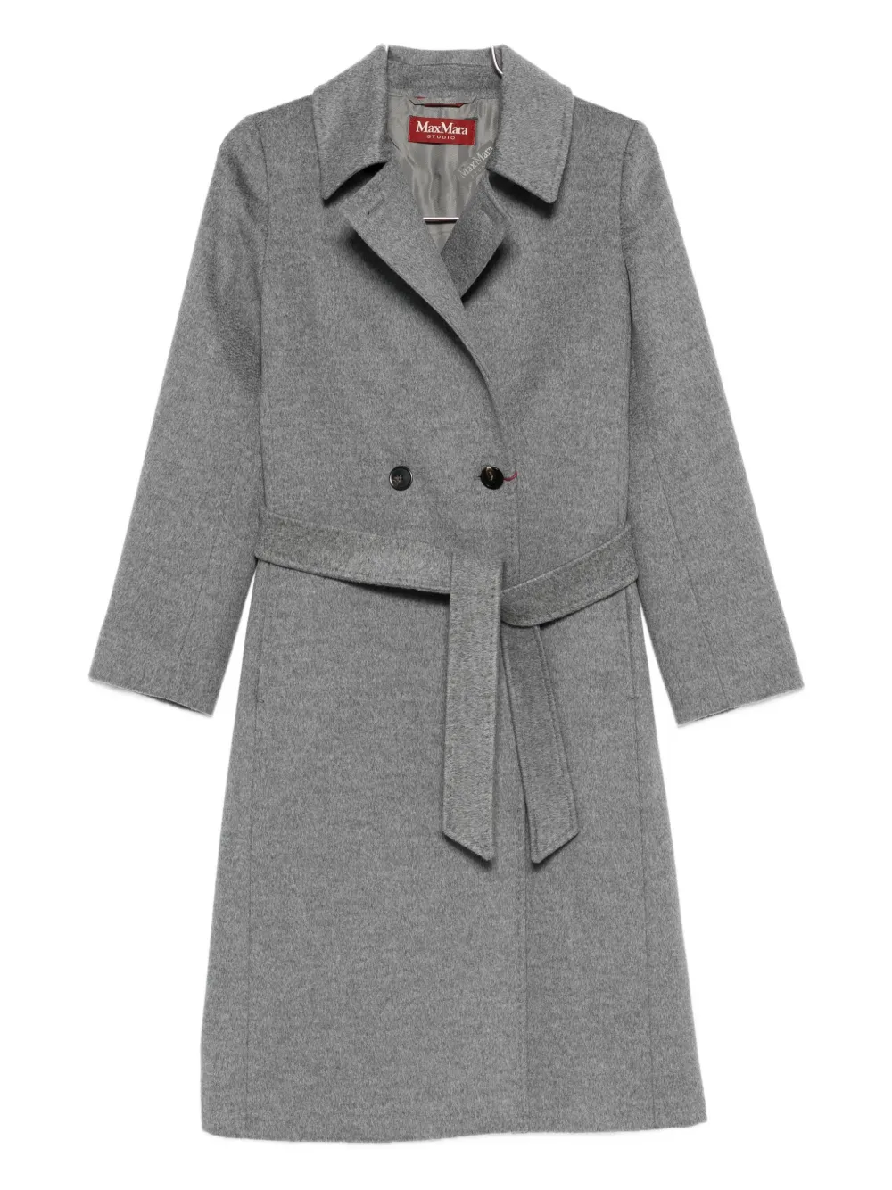 Max Mara belted double-breasted coat Grijs