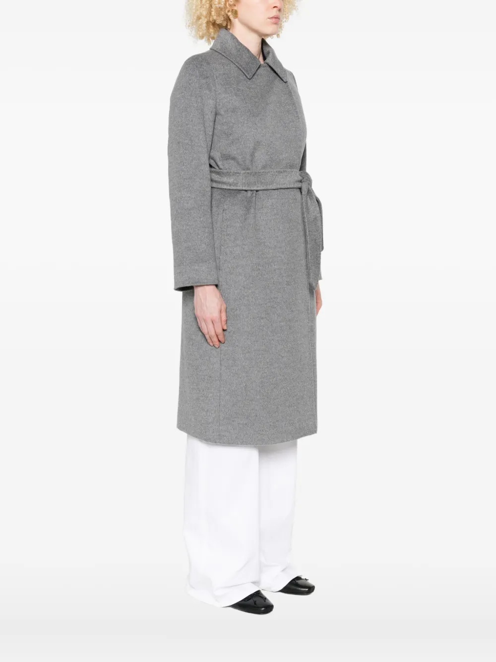Max Mara belted double-breasted coat Grijs