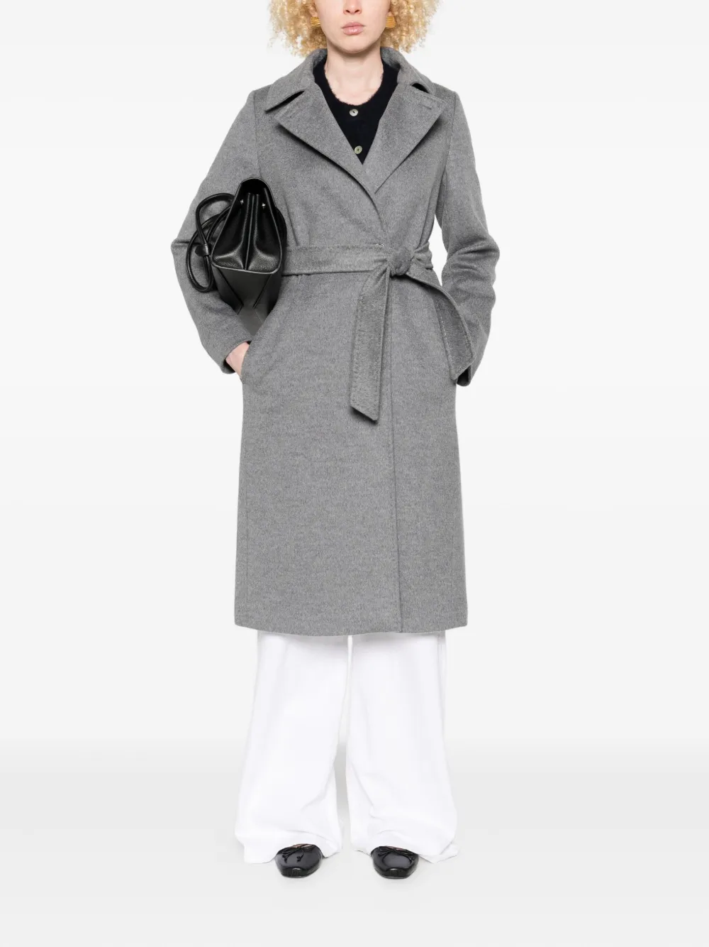 Max Mara belted double-breasted coat Grijs