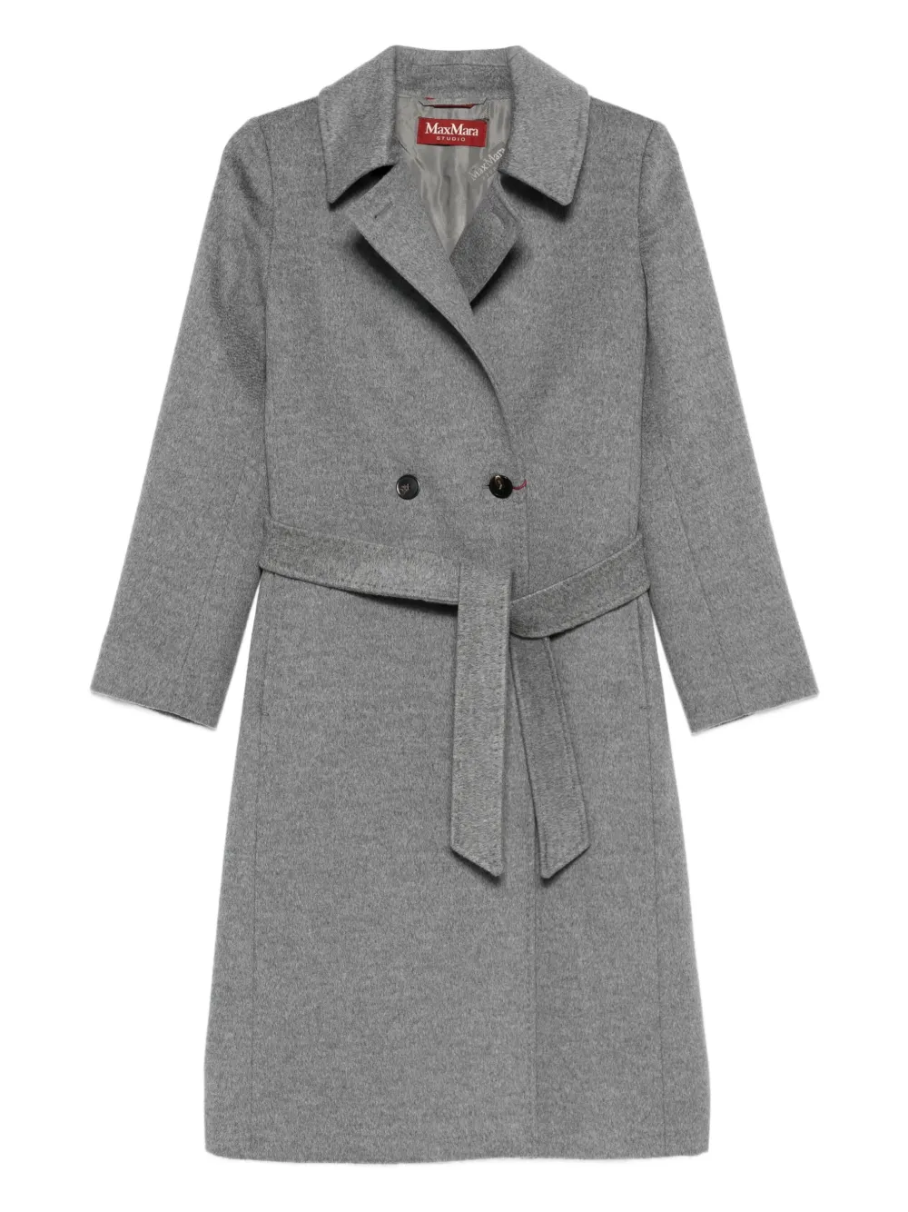 Max Mara belted double-breasted coat Grijs