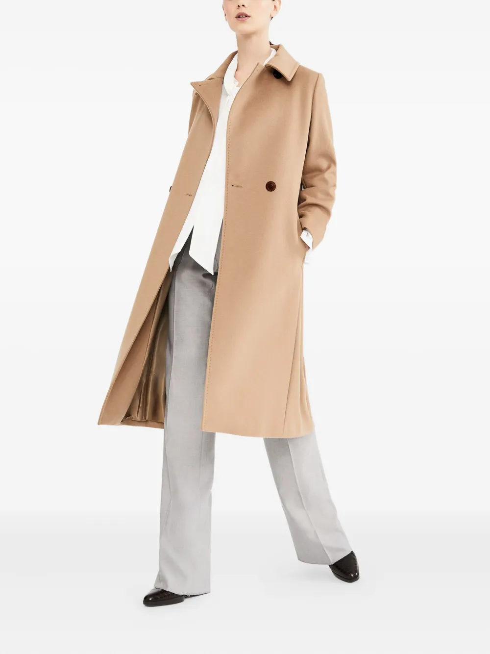 Max Mara Wollen jas met ceintuur Bruin
