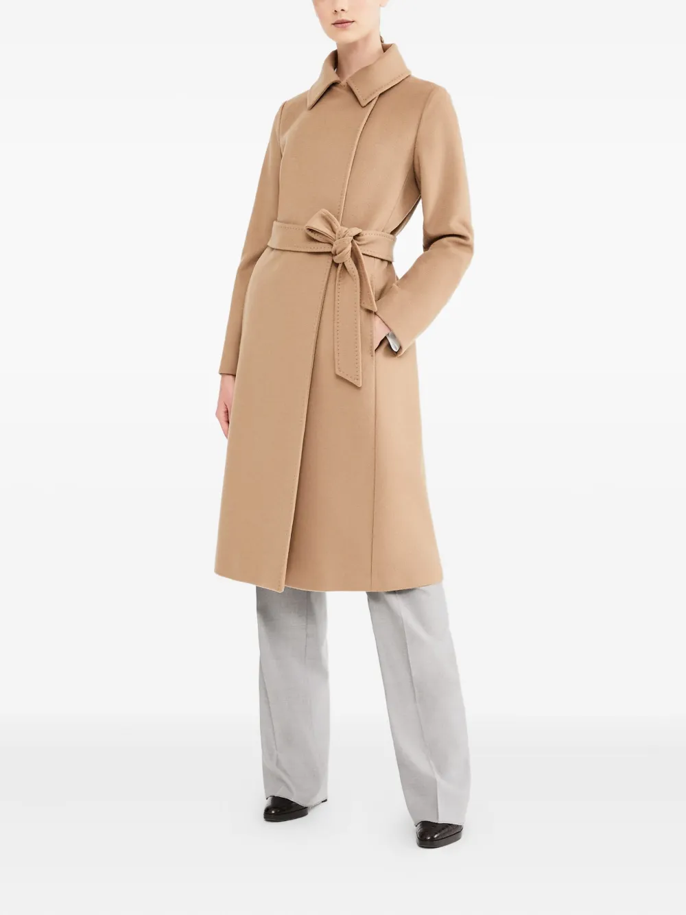 Max Mara Wollen jas met ceintuur Bruin