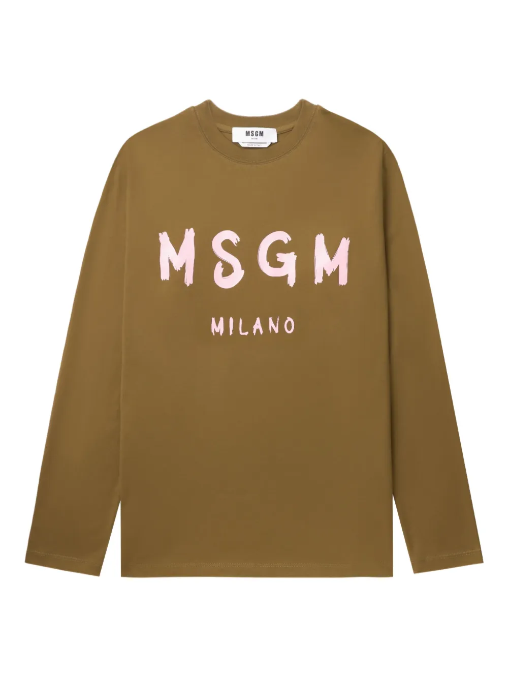 MSGM logo-print long-sleeve T-shirt | Green | Image 1