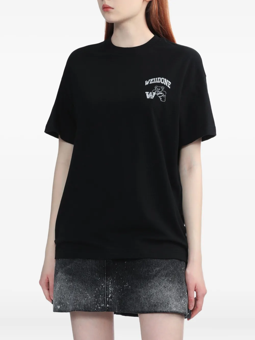 We11done T-shirt met logo Zwart
