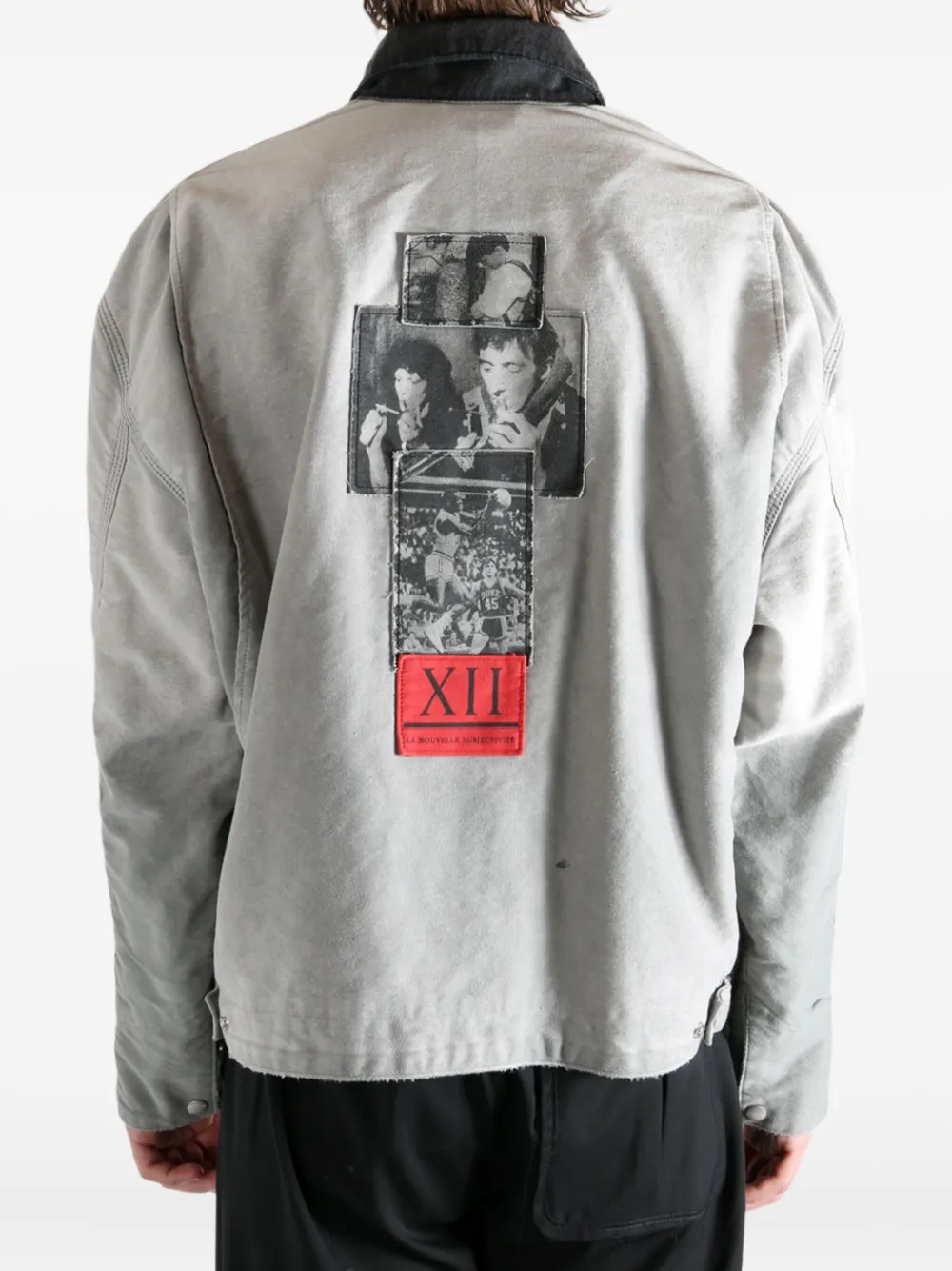 Enfants Riches Deprimes Chapitre Xxi Moleskin Patchwork-print Jacket In Gray