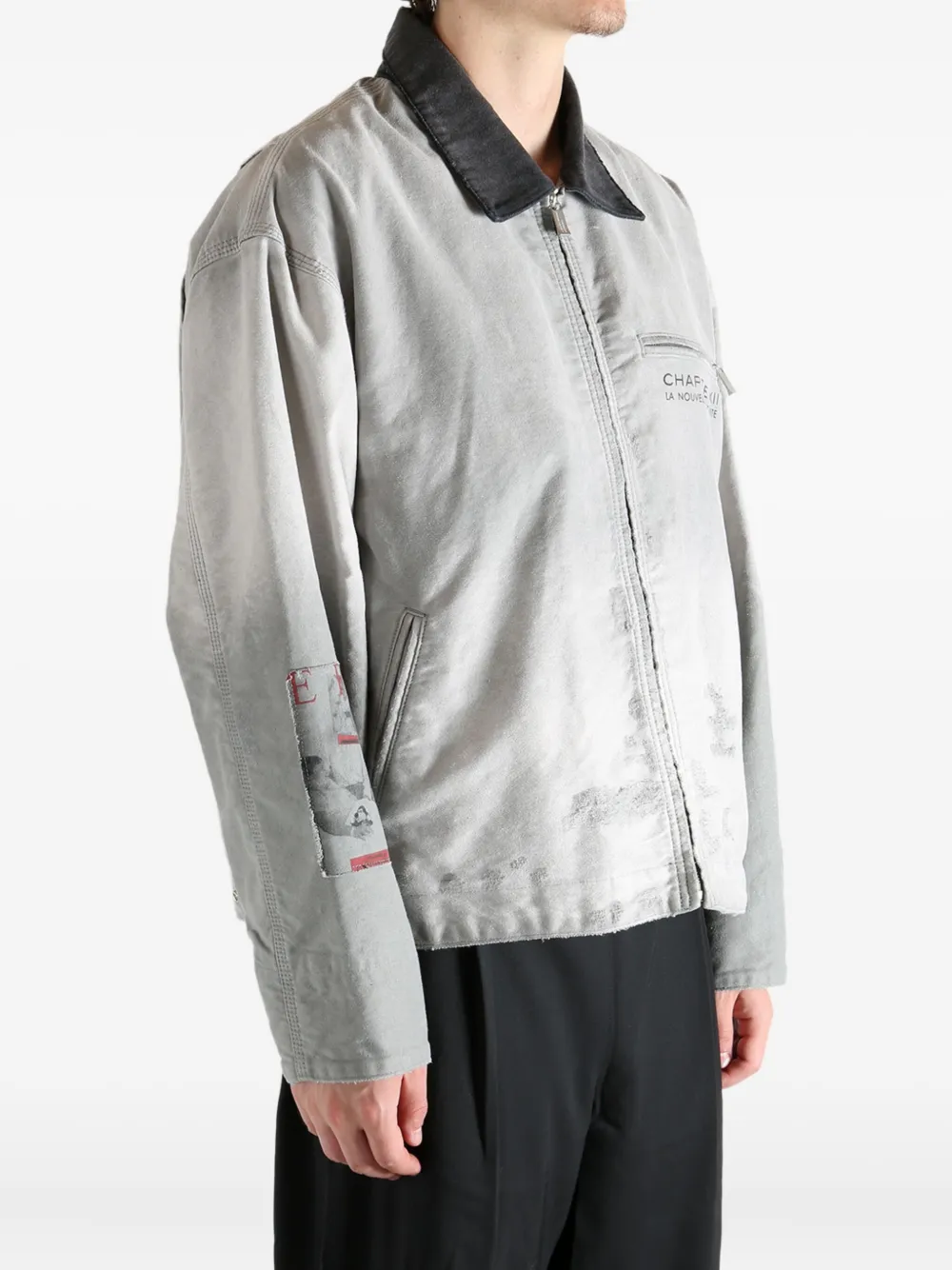 Enfants Riches Deprimes Chapitre Xxi Moleskin Patchwork-print Jacket In Gray