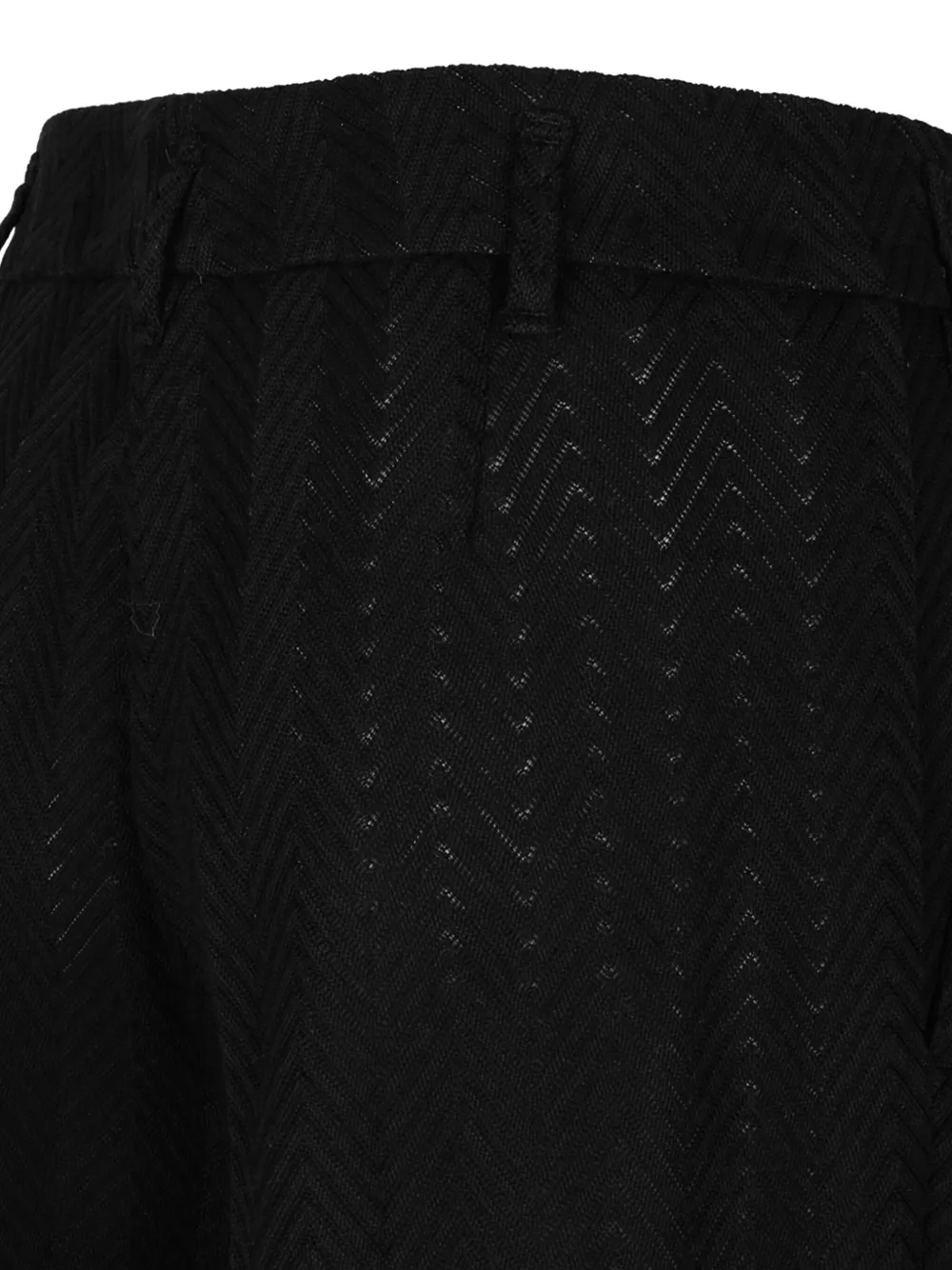Missoni Chevron-pattern Open-knit Trousers In Black