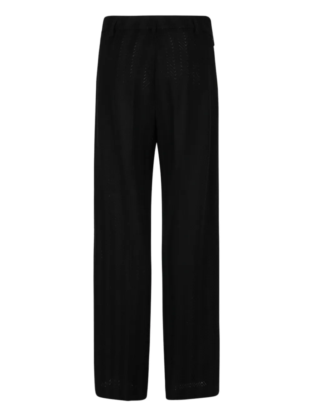 Missoni Chevron-pattern Open-knit Trousers In Black