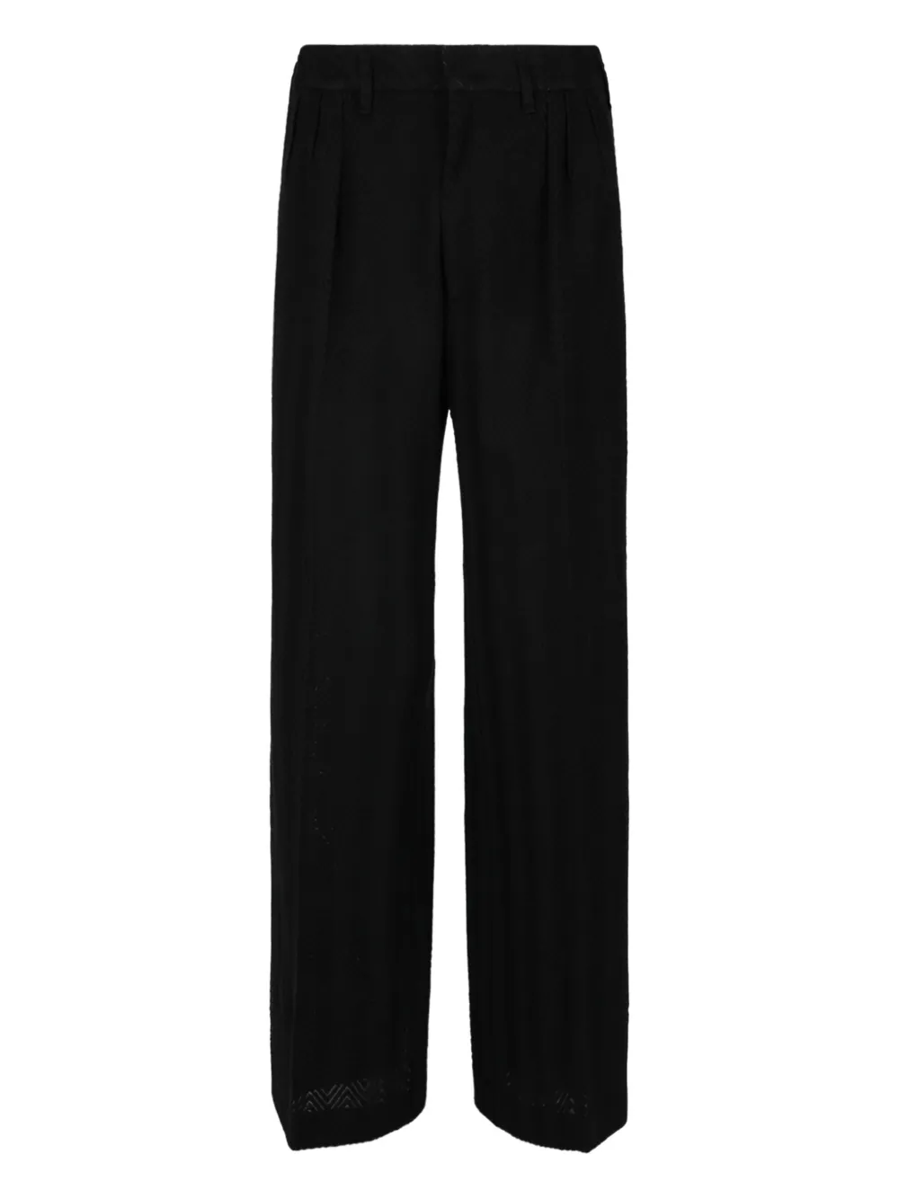 Missoni Chevron-pattern Open-knit Trousers In Black