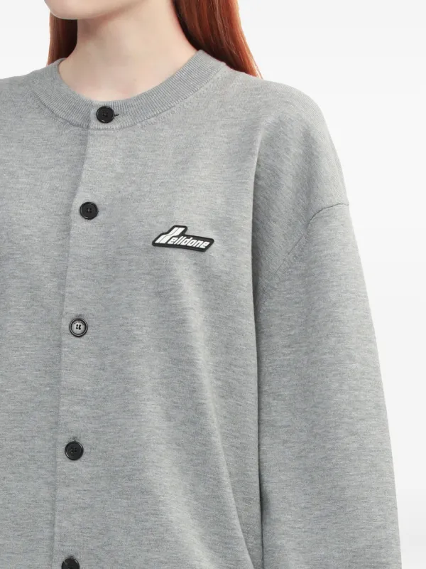 We11done logo-patch Button Cardigan | Grey | FARFETCH SG