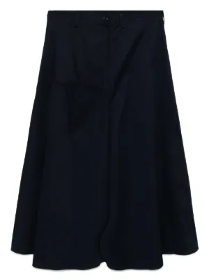y's スカート CREPE de CHINE/6oz DENIM LEFT FLARE SKIRT(XS Black): Y's