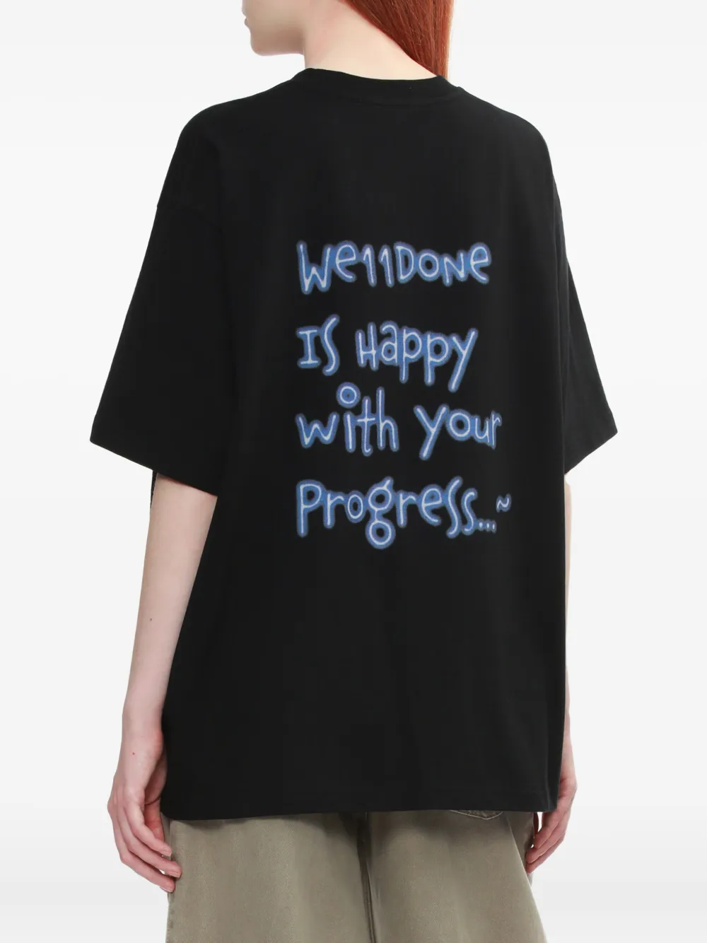 We11done Katoenen T-shirt met logoprint Zwart