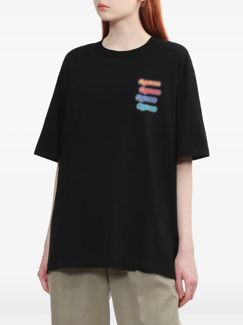 We11done Katoenen T-shirt met logoprint Zwart