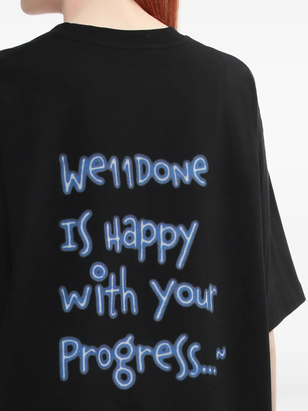 We11done Katoenen T-shirt met logoprint Zwart