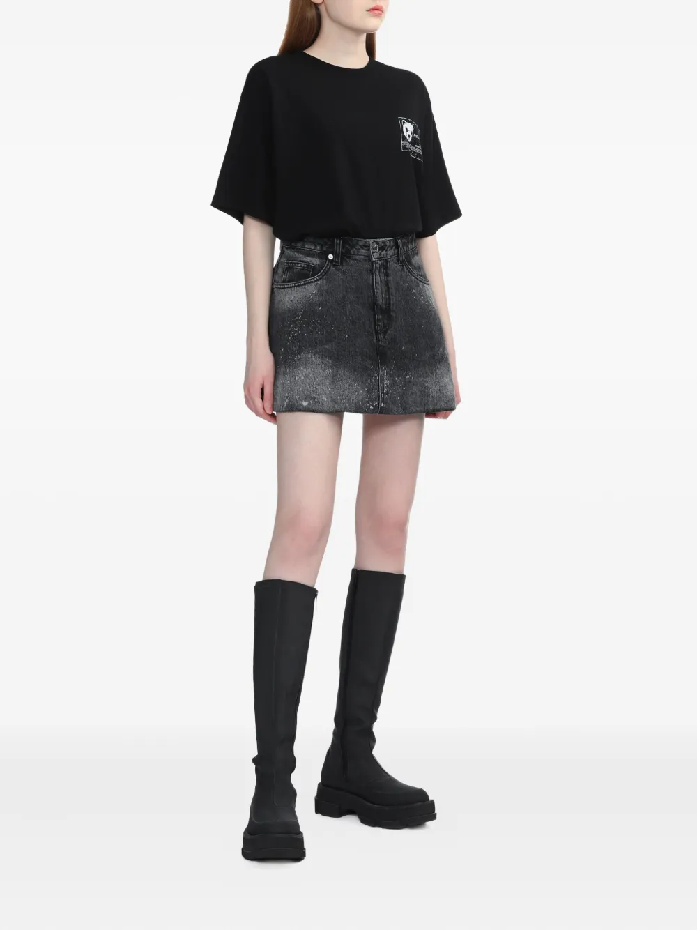 We11done T-shirt met print Zwart