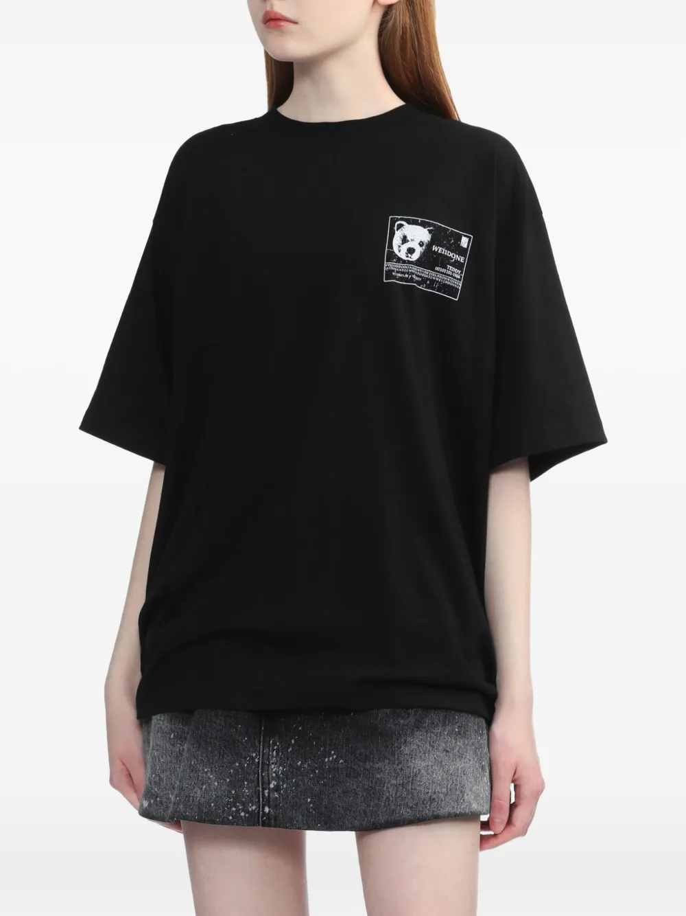 We11done T-shirt met print Zwart