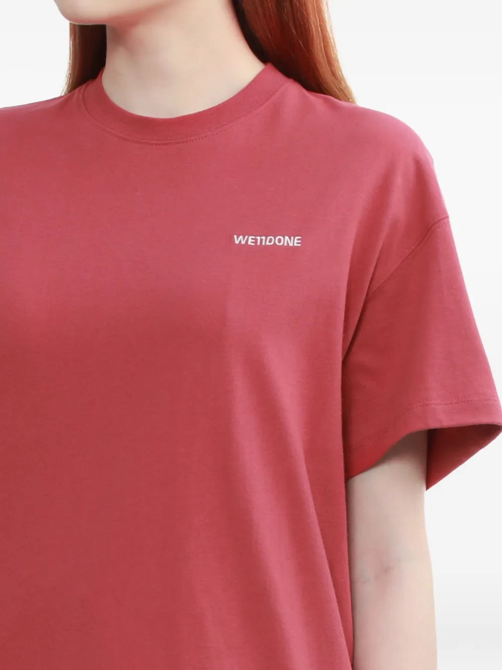 We11done T-shirt met geborduurd logo Rood