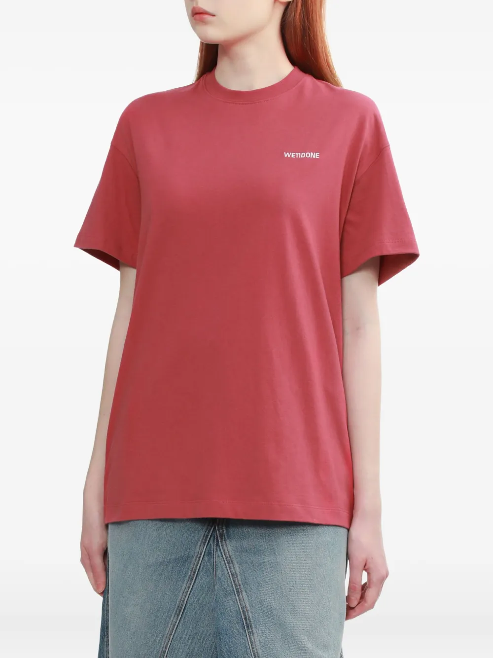 We11done T-shirt met geborduurd logo Rood