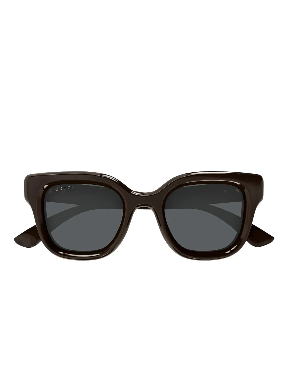 Gucci Eyewear Gucci Sunglasses Square Full Rim Shiny Solid Brown Frame and Grey Lens GG1828S004