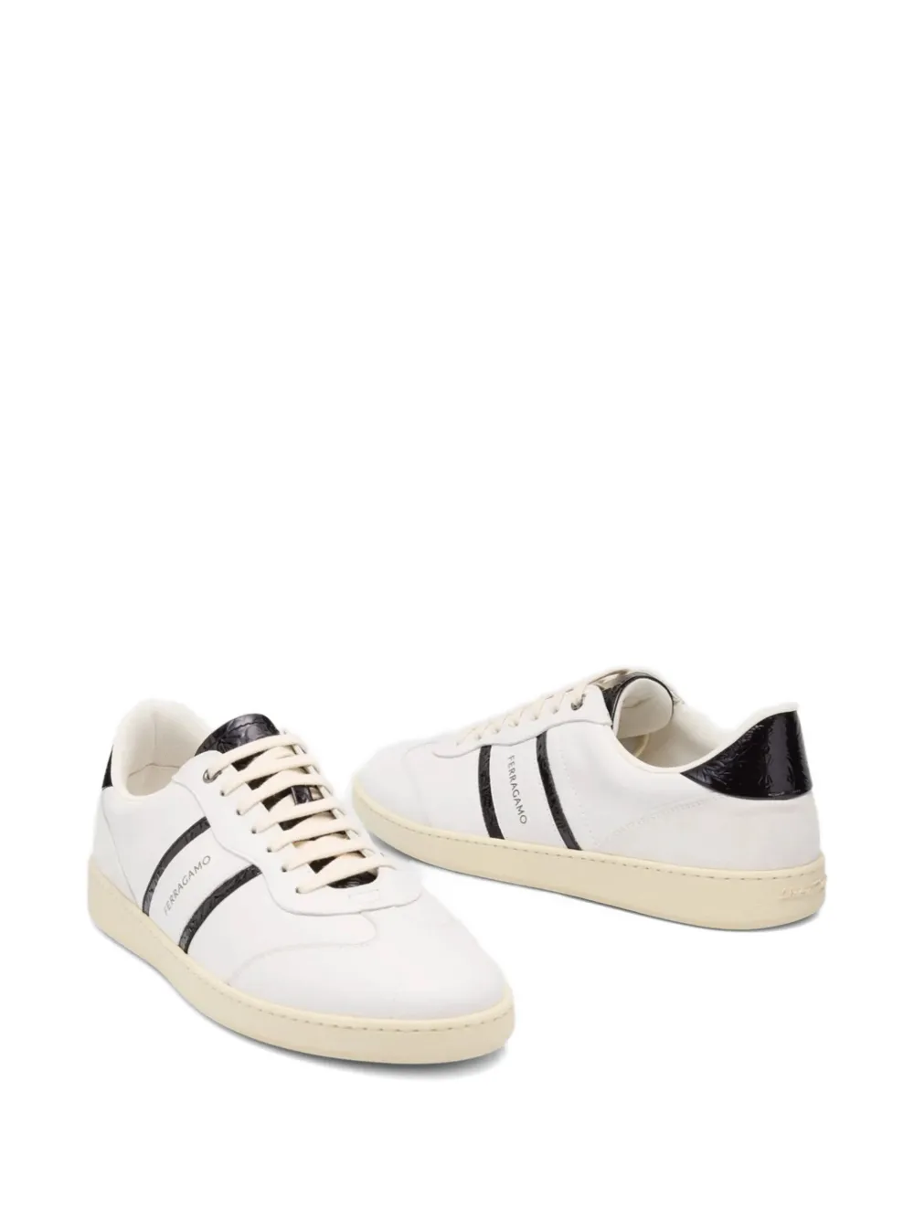 Ferragamo Achille 2 leather striped sneakers White
