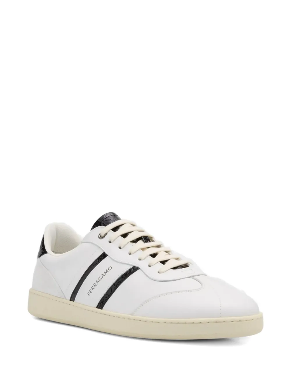 Ferragamo Achille 2 leather striped sneakers White