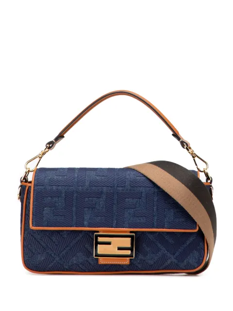 Fendi Pre-Owned 2010-2025 Zucca Embroidered Denim Baguette satchel