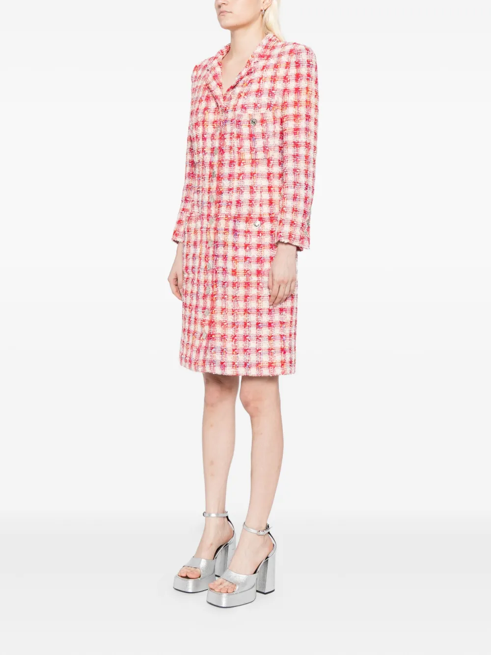 CHANEL Pre-owned 1996 Single-breasted Tweed Coat In Red