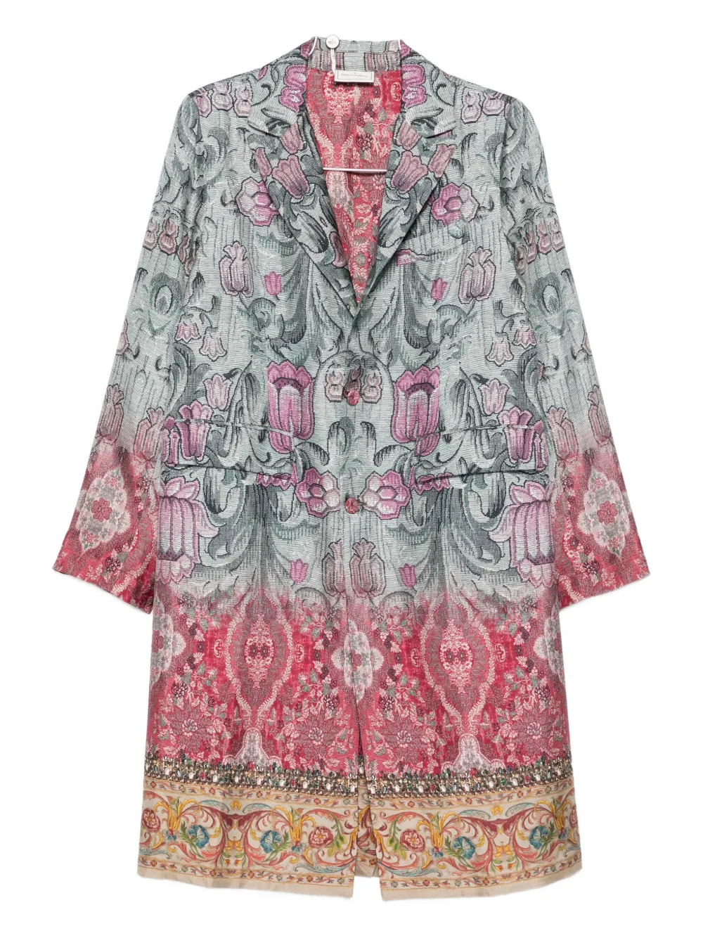 Pierre-louis Mascia Pierre Louis Mascia Silk Printed Single-breasted Coat In Multi