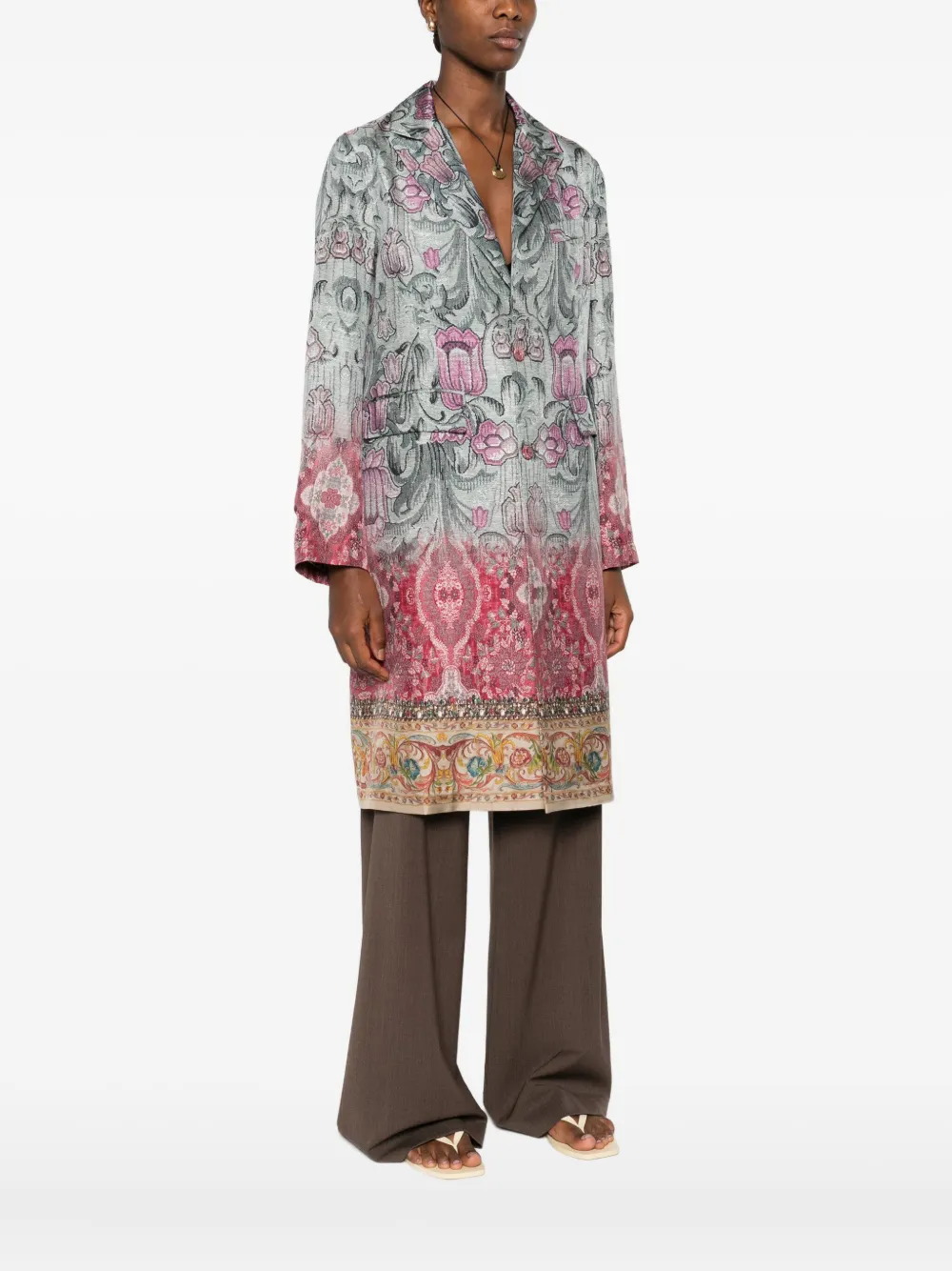Pierre-louis Mascia Pierre Louis Mascia Silk Printed Single-breasted Coat In Multi
