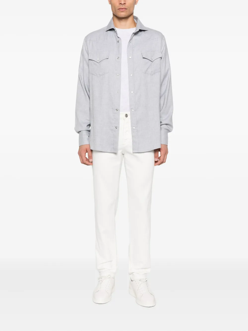 Brunello Cucinelli double-pocket long-sleeve shirt - Grijs