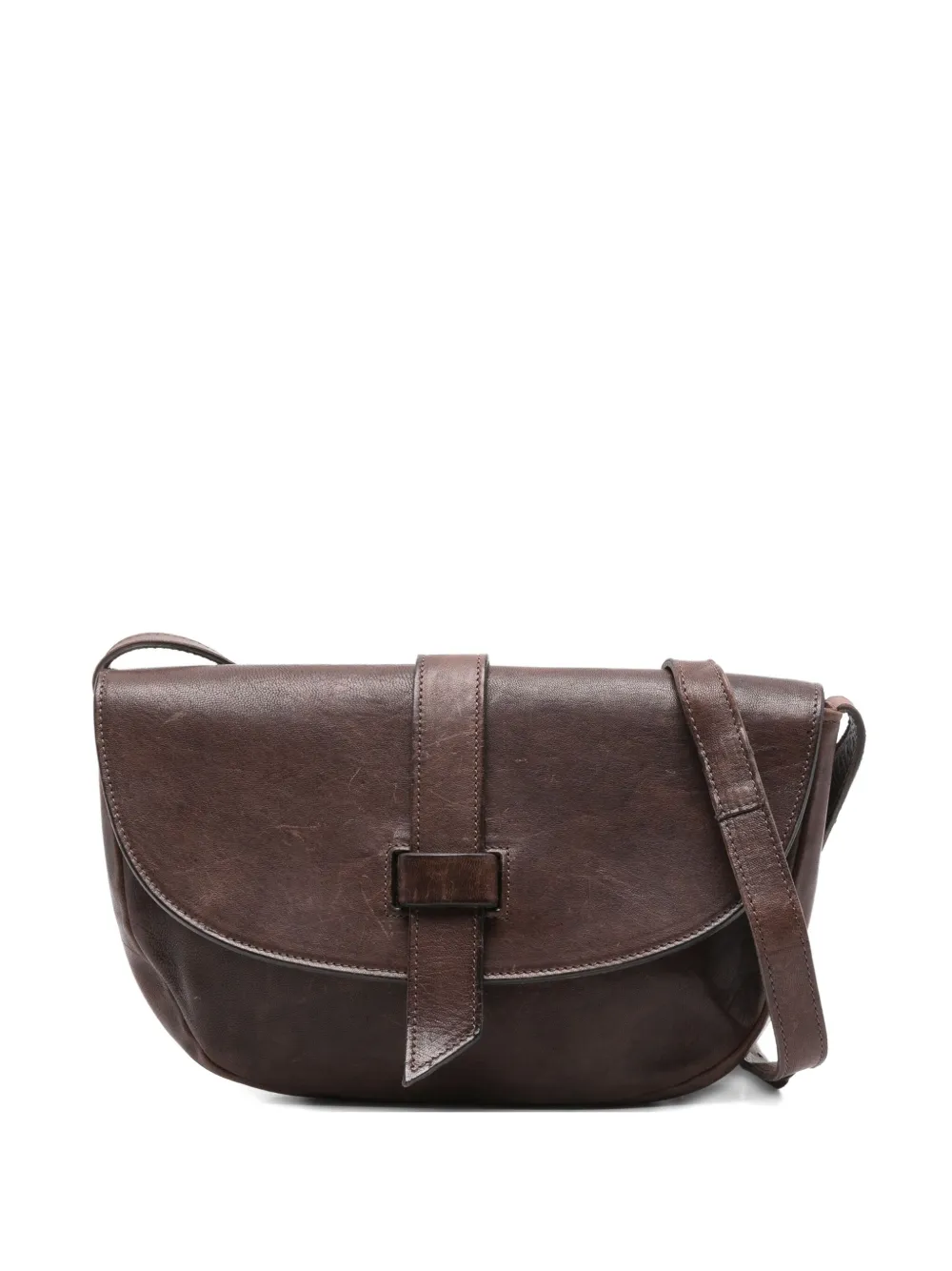 leather buckle-strap shoulder bag