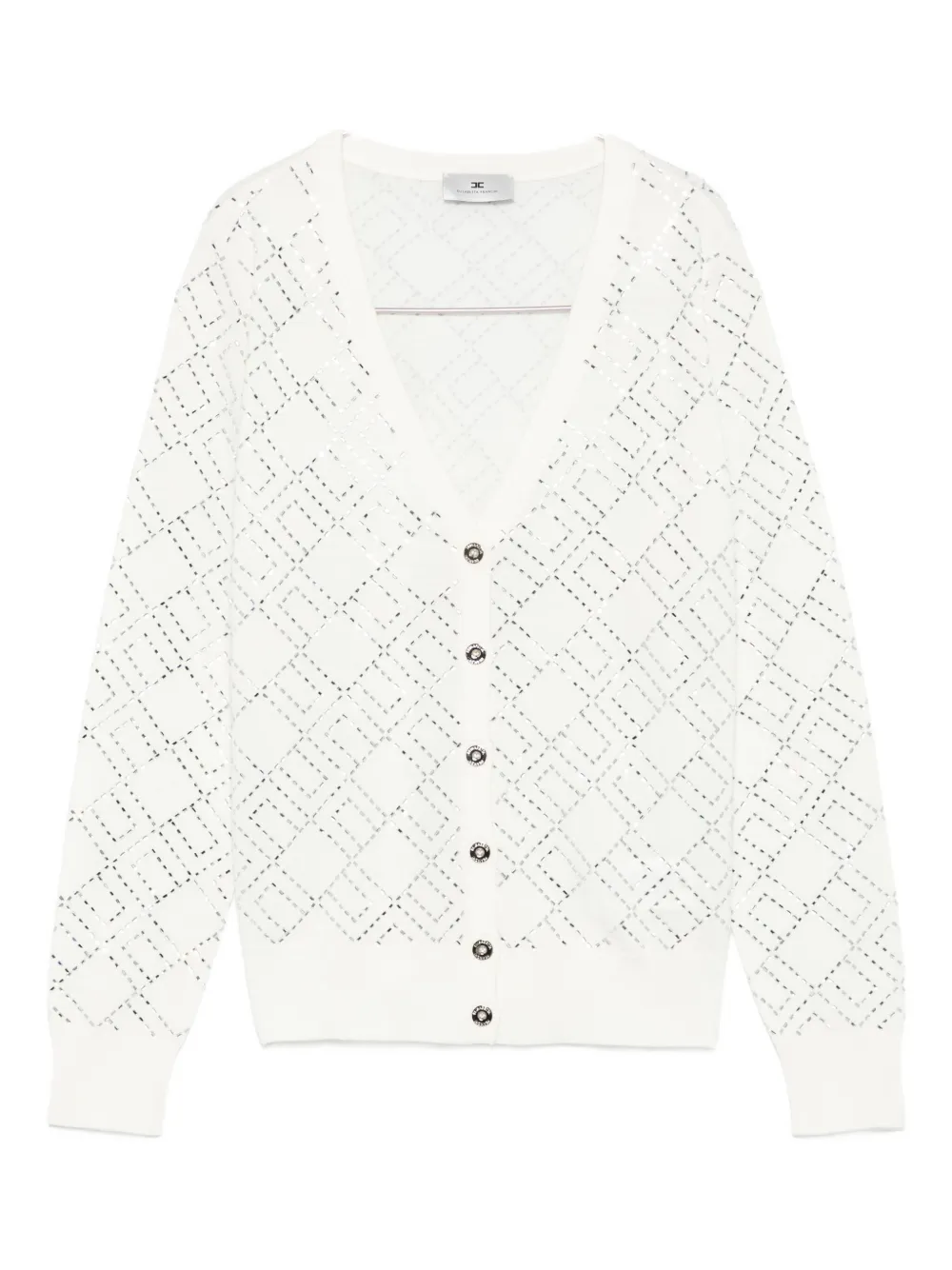 Elisabetta Franchi Geometric-pattern Cardigan In White