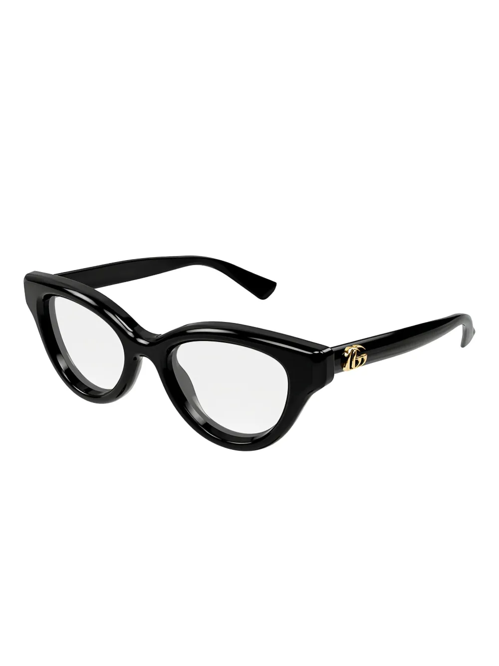 Gucci Eyewear Gucci Eyeglasses Cat Eye Full Rim Shiny Black Frame and Clear Demo Lens GG1832O001